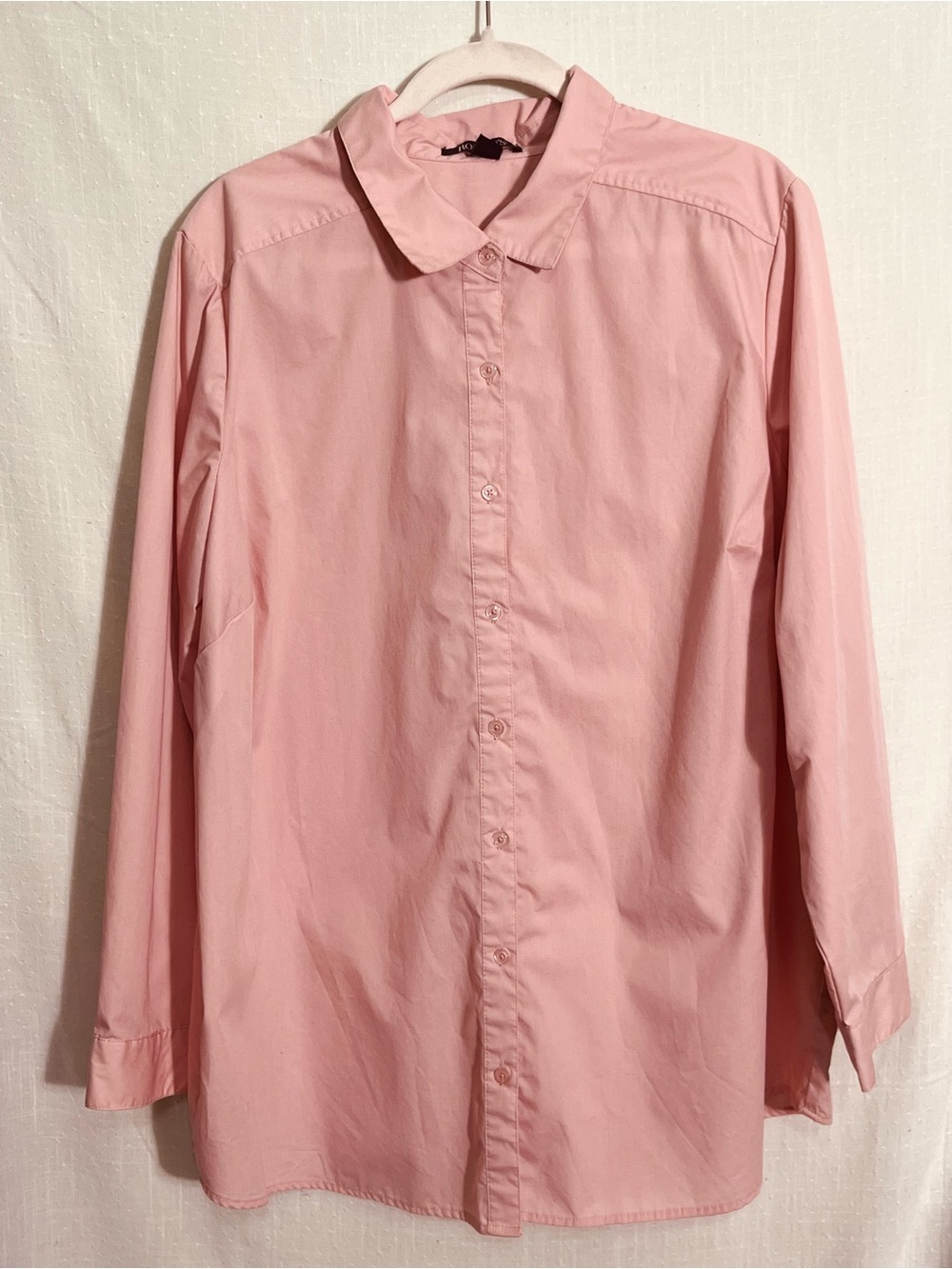 Roaman’s Plus Size 22W Pink Long Sleeve Button Down Tunic Blouse